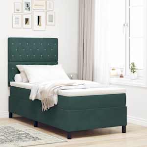 Postel s boxspringem s matrací Tmavě zelená 90 x 190 cm textil - obrázek 1