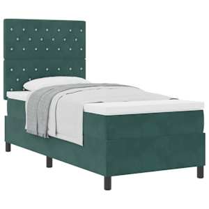 Postel s boxspringem s matrací Tmavě zelená 90 x 190 cm textil - obrázek 2