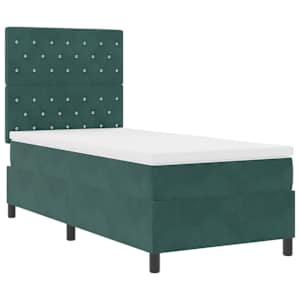 Postel s boxspringem s matrací Tmavě zelená 90 x 190 cm textil - obrázek 5