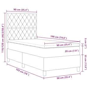 Postel s boxspringem s matrací Tmavě zelená 90 x 190 cm textil - obrázek 12