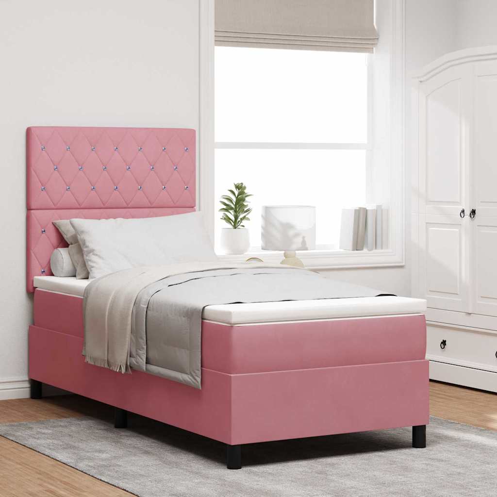 Boxspring seng med madras Pink Enkel Velvet