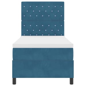 Postel s boxspringem s matrací Tmavě modrá 100 x 200 cm samet - obrázek 7