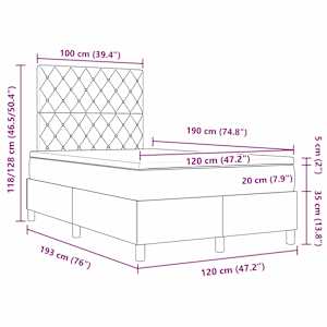 Postel s boxspringem s matrací Tmavě šedá 120 x 190 cm samet - obrázek 12