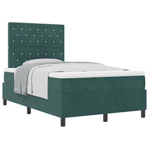 Postel s boxspringem s matrací Tmavě zelená 120 x 190 cm samet - obrázek 2