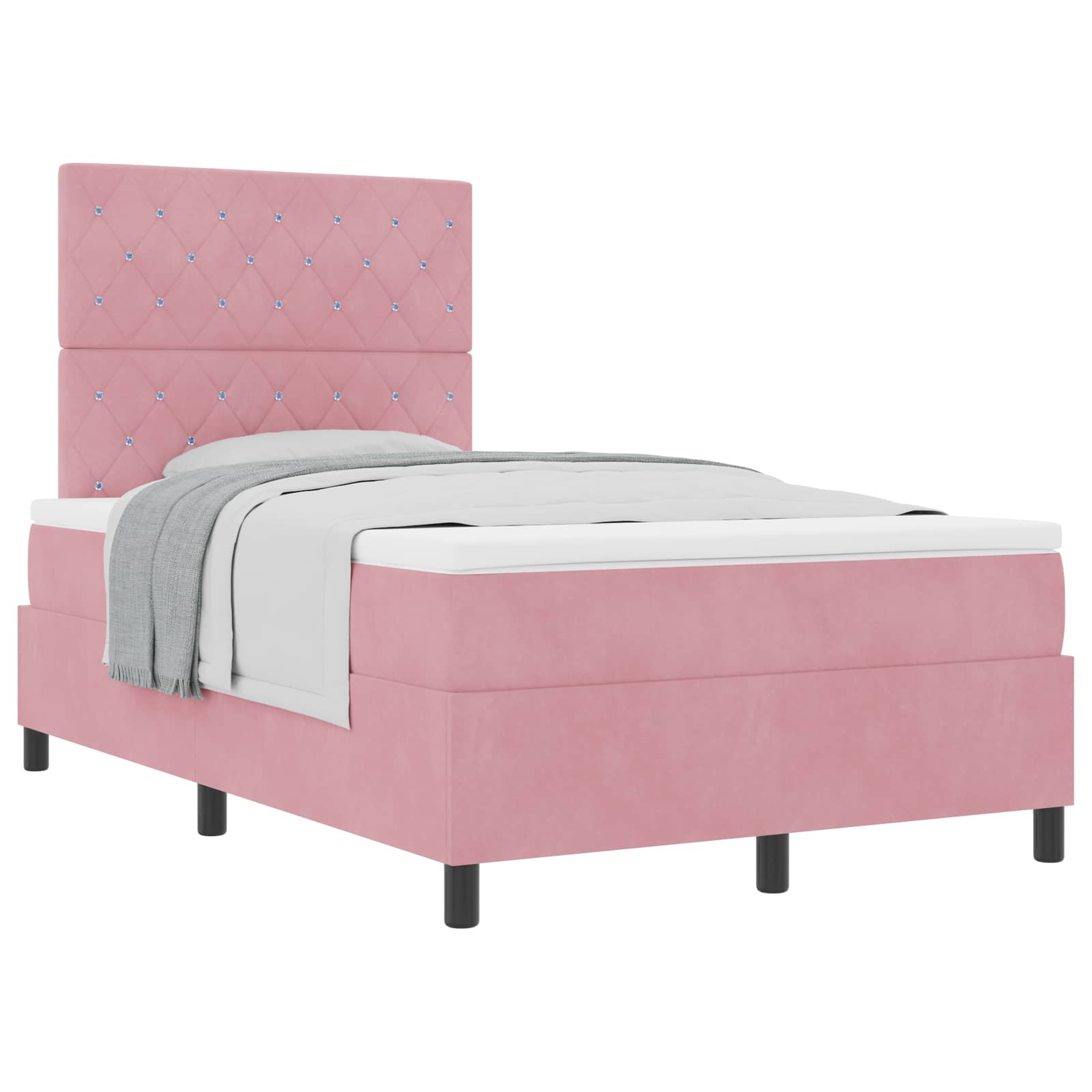 Thumbnail - vidaXL Boxspringbett mit Matratze mit Kopfteil Rosa 120 x 190 cm Stoff