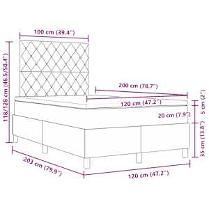 Postel s boxspringem s matrací Tmavě modrá 120 x 200 cm samet - obrázek 12