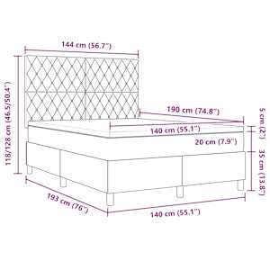 Postel s boxspringem s matrací s čelo Růžová 140 x 190 cm samet - obrázek 12