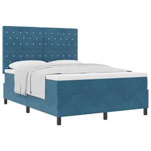 Postel s boxspringem s matrací Tmavě modrá 160 x 200 cm textil - obrázek 2