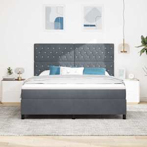 Postel s boxspringem s matrací Tmavě šedá 180 x 200 cm samet - obrázek 3