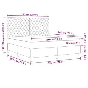 Postel s boxspringem s matrací Tmavě šedá 180 x 200 cm samet - obrázek 12