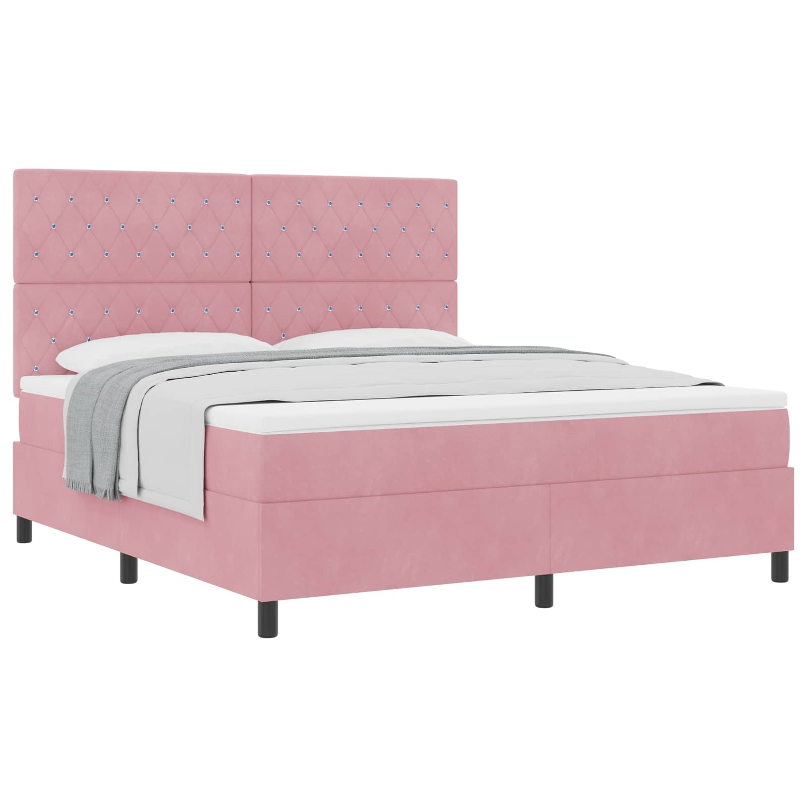Thumbnail - vidaXL Boxspringbett mit Matratze mit Kopfteil Rosa 180 x 200 cm Stoff