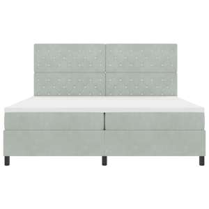 Postel s boxspringem s matrací Světle šedá 200 x 200 cm samet - obrázek 6
