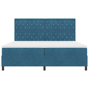 Postel s boxspringem s matrací Tmavě modrá 200 x 200 cm samet - obrázek 6