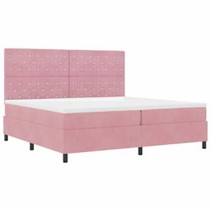 Postel s boxspringem s matrací s čelo Růžová 200 x 200 cm samet - obrázek 5