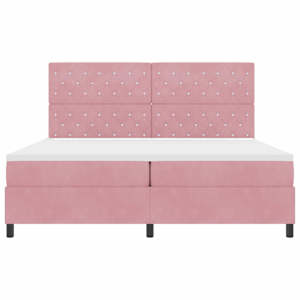 Postel s boxspringem s matrací s čelo Růžová 200 x 200 cm samet - obrázek 7