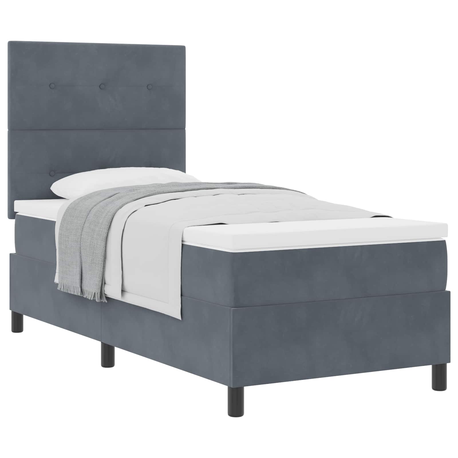 Thumbnail - vidaXL Boxspringbett mit Matratze Dunkelgrau 90 x 190 cm Stoff