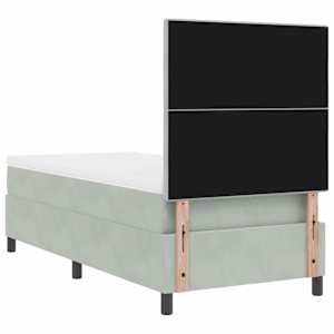Postel s boxspringem s čelo Světle šedá 90 x 200 cm samet - obrázek 9