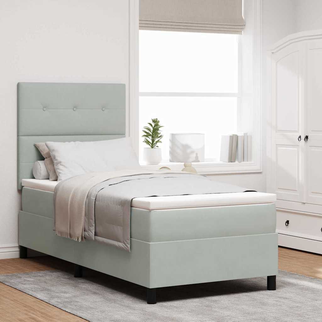 Box Spring Voodi Madratsiga Heledat Hall 100x200 cm Samet