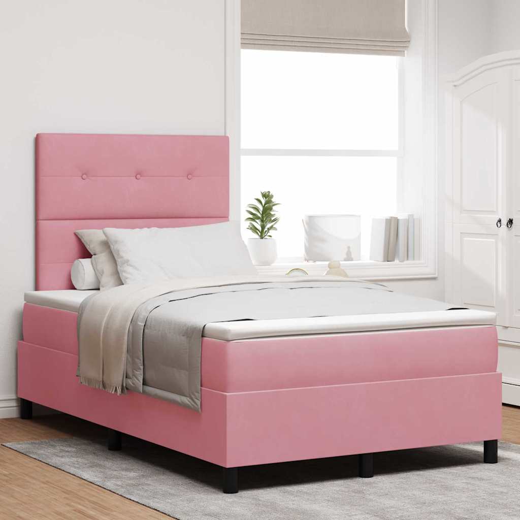 Box Spring Voodi Madratsiga Roosa 120x200 cm Velvet