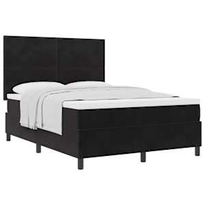 Postel s boxspringem s matrací s čelo Černý 140 x 190 cm samet - obrázek 2