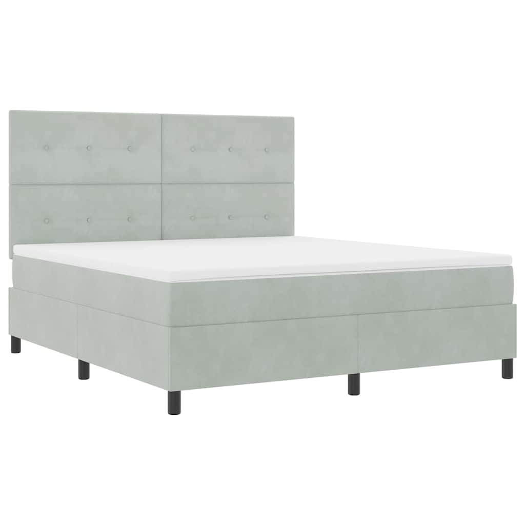 Postel s boxspringem s matrací Světle šedá 180 x 200 cm samet - obrázek 4