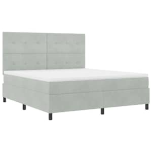 Postel s boxspringem s matrací Světle šedá 180 x 200 cm samet - obrázek 4