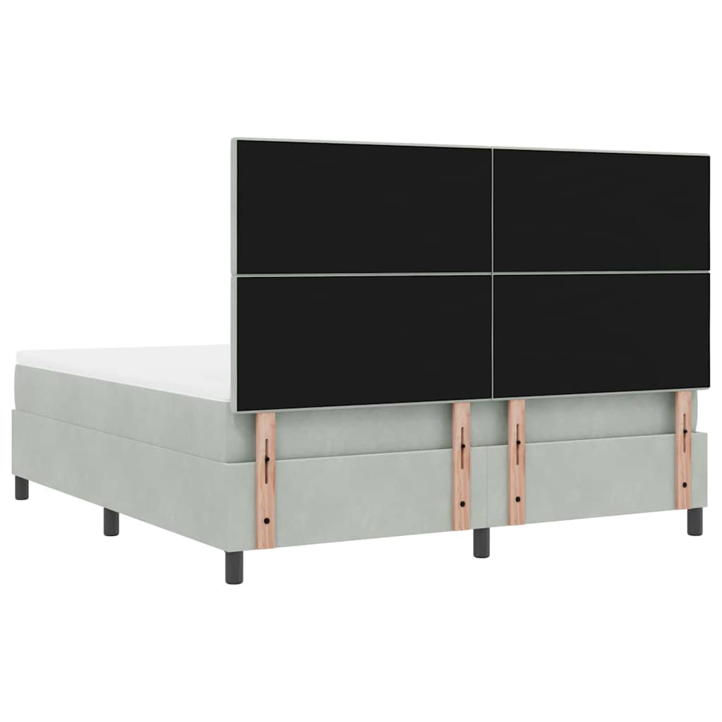 Postel s boxspringem s matrací Světle šedá 180 x 200 cm samet - obrázek 8