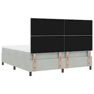 Postel s boxspringem s matrací Světle šedá 180 x 200 cm samet - obrázek 8