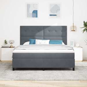 Postel s boxspringem s matrací Tmavě šedá 180 x 200 cm samet - obrázek 1