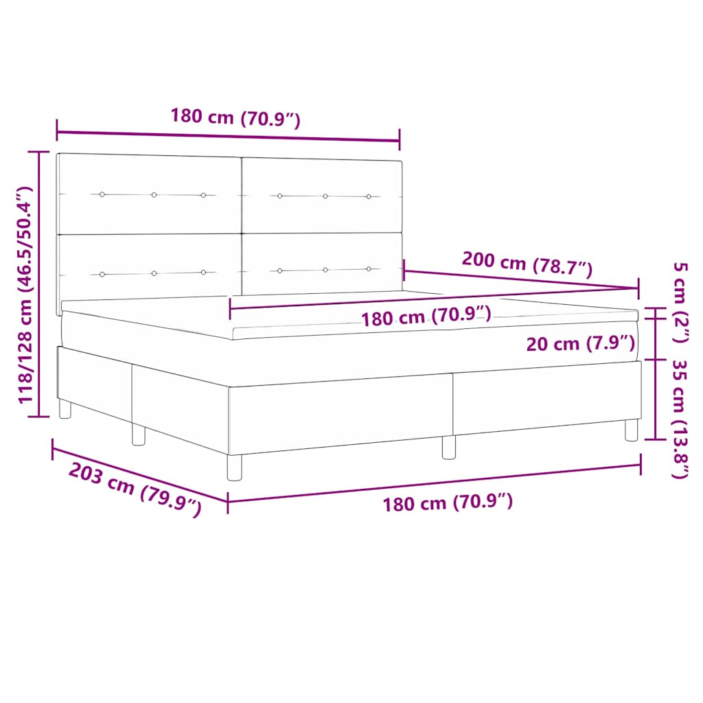 Postelja z vzmetnico z vzmetnico Temno siva 180 x 200 cm Žamet - slika 11