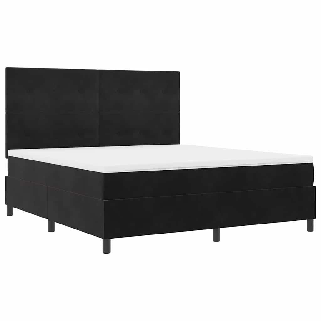 Postel s boxspringem s matrací s čelo Černý 180 x 200 cm samet - obrázek 5