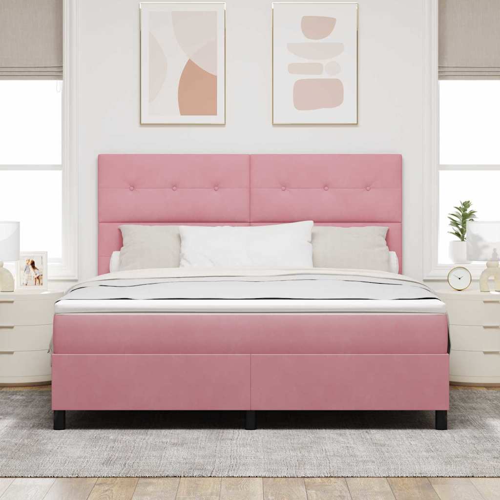 Thumbnail - vidaXL Boxspringbett mit Matratze mit Kopfteil Rosa 180 x 200 cm Stoff