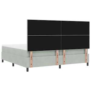 Postel s boxspringem s čelo Světle šedá 200 x 200 cm samet - obrázek 8