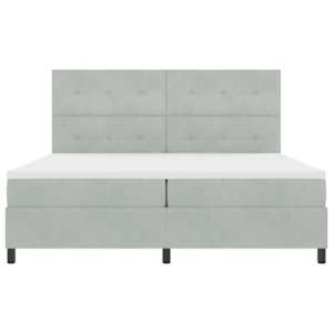 Postel s boxspringem s čelo Světle šedá 200 x 200 cm samet - obrázek 6