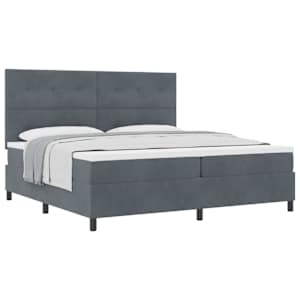 Postel s boxspringem s matrací Tmavě šedá 200 x 200 cm samet - obrázek 2