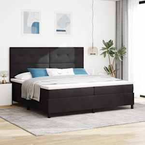 Postel s boxspringem s matrací s čelo Černý 200 x 200 cm samet - obrázek 1