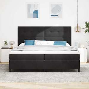 Postel s boxspringem s matrací s čelo Černý 200 x 200 cm samet - obrázek 3