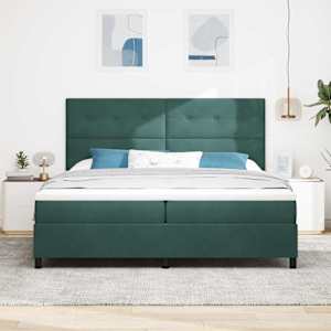 Postel s boxspringem s čelo Tmavě zelená 200 x 200 cm samet - obrázek 3