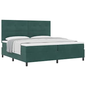 Postel s boxspringem s čelo Tmavě zelená 200 x 200 cm samet - obrázek 2