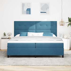 Postel s boxspringem s matrací Tmavě modrá 200 x 200 cm samet - obrázek 3