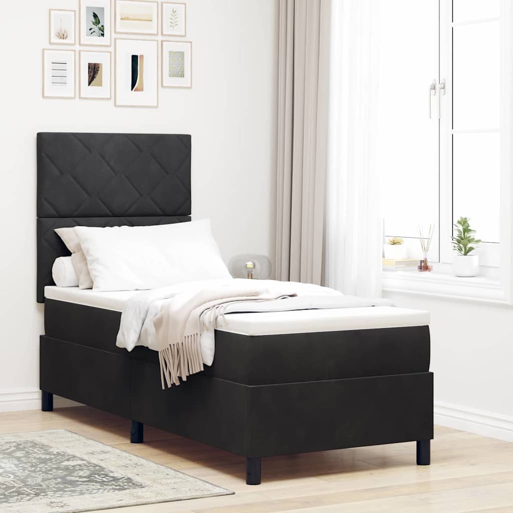 Jääkohvi voodi koos madratsiga Must 80x200 cm Samet
