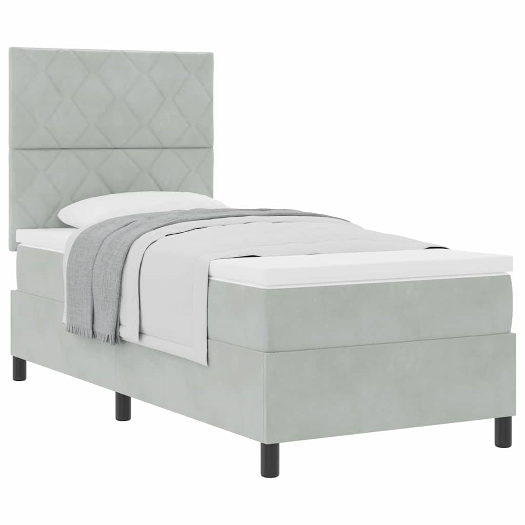 Thumbnail - vidaXL Boxspringbett mit Matratze Hellgrau 100 x 200 cm Samt