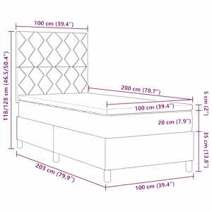 Postel s boxspringem s matrací Světle šedá 100 x 200 cm textil - obrázek 12