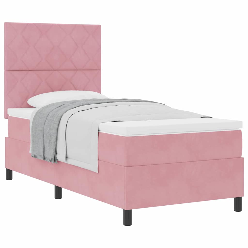 Thumbnail - vidaXL Boxspringbett mit Matratze mit Kopfteil Rosa 100 x 200 cm Samt