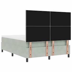 Postel s boxspringem s čelo Světle šedá 160 x 200 cm samet - obrázek 8