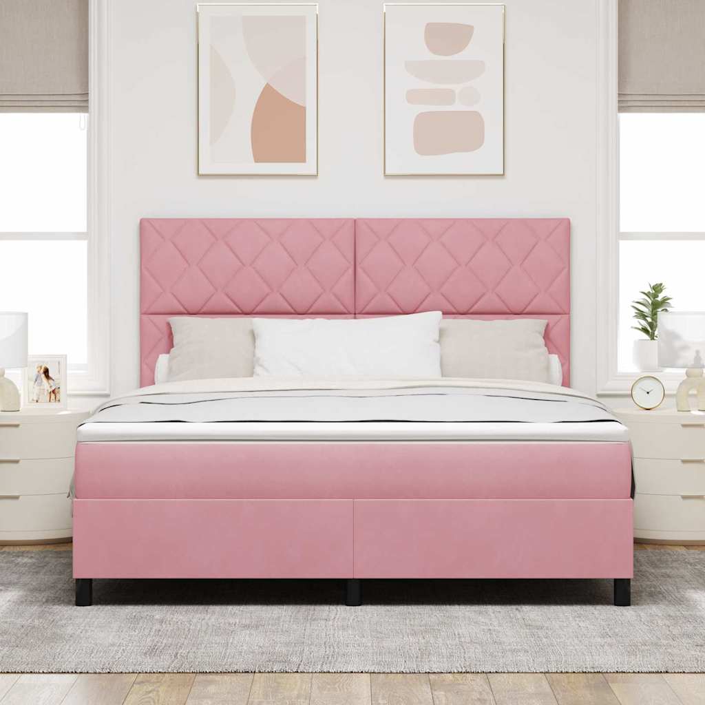 Thumbnail - vidaXL Boxspringbett mit Matratze mit Kopfteil Rosa 180 x 200 cm Stoff