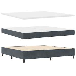 Postel s boxspringem s čelo Tmavě šedá 200 x 200 cm samet - obrázek 6