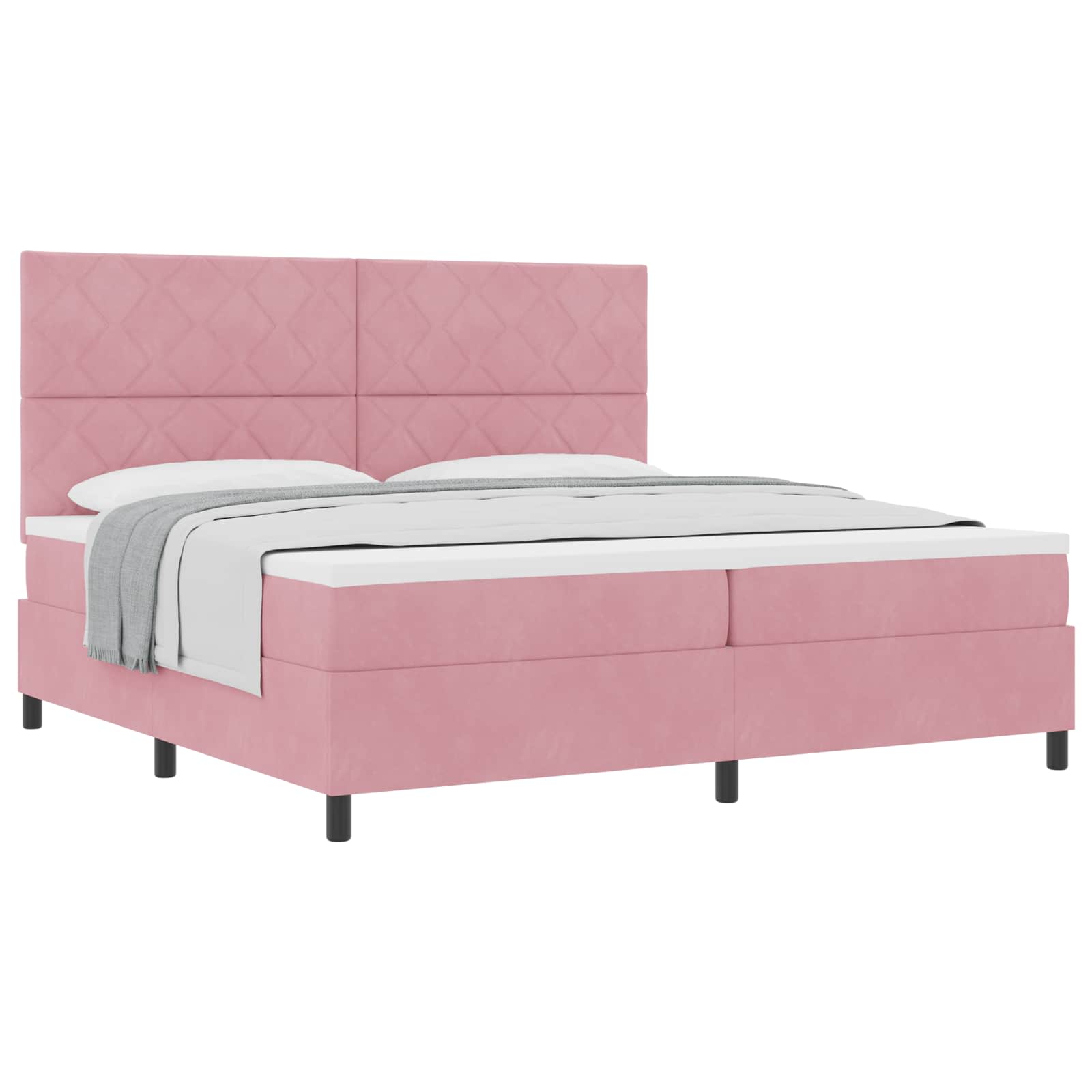 Thumbnail - vidaXL Boxspringbett mit Matratze mit Kopfteil Rosa 200 x 200 cm Stoff