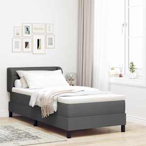 Postelja z vzmetnico z vzmetnico Temno siva 80 x 200 cm blago