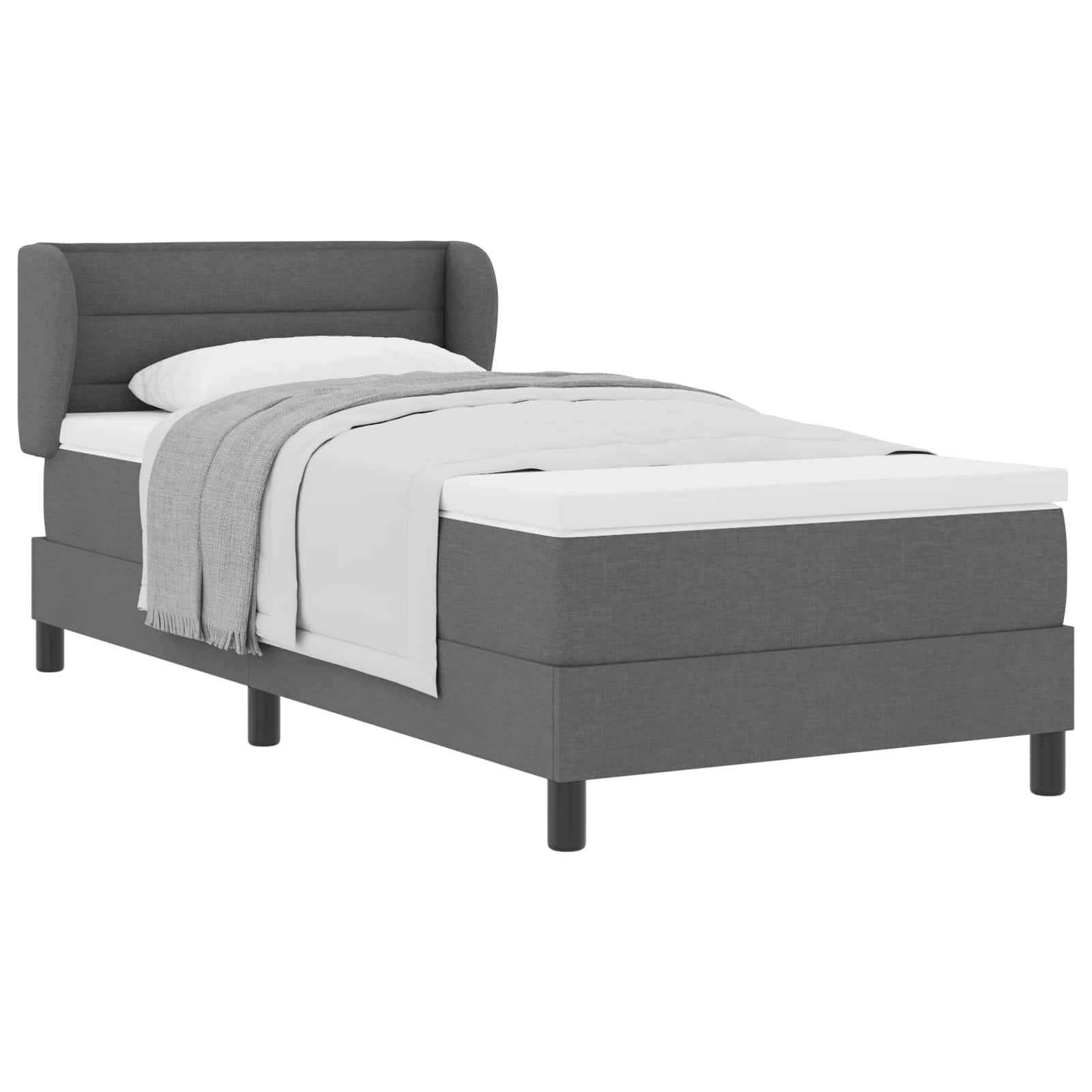 Thumbnail - vidaXL Boxspringbett mit Matratze Dunkelgrau 80 x 200 cm Stoff